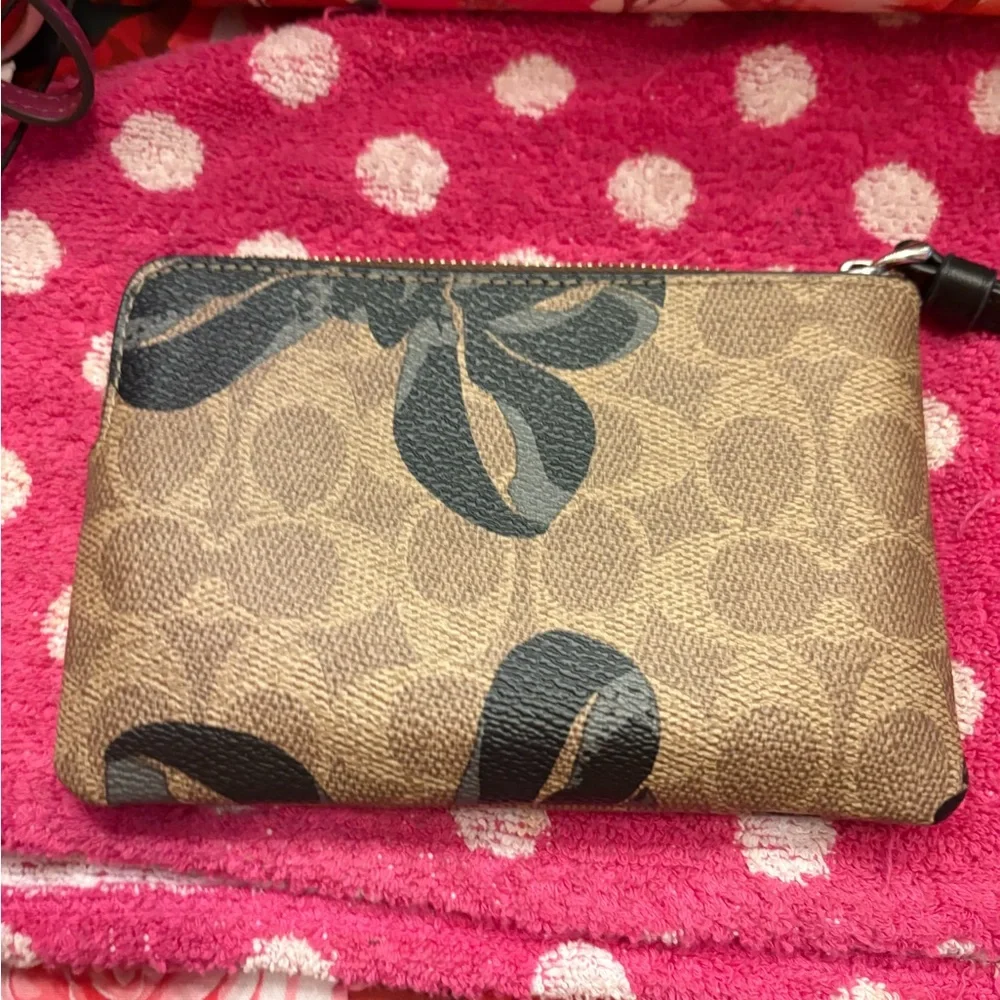 Coach Tan and Black Monogram Wristlet - Picture 3 of 5